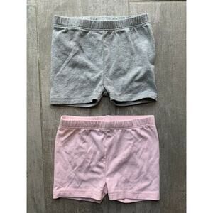BABY GAP Toddler Girls Biker Shorts Cotton Gray Pink Stretch NEW 2-3 Years